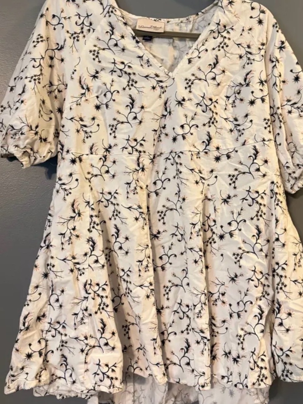 Universal Thread Cream Mini Dress with Black Floral Print